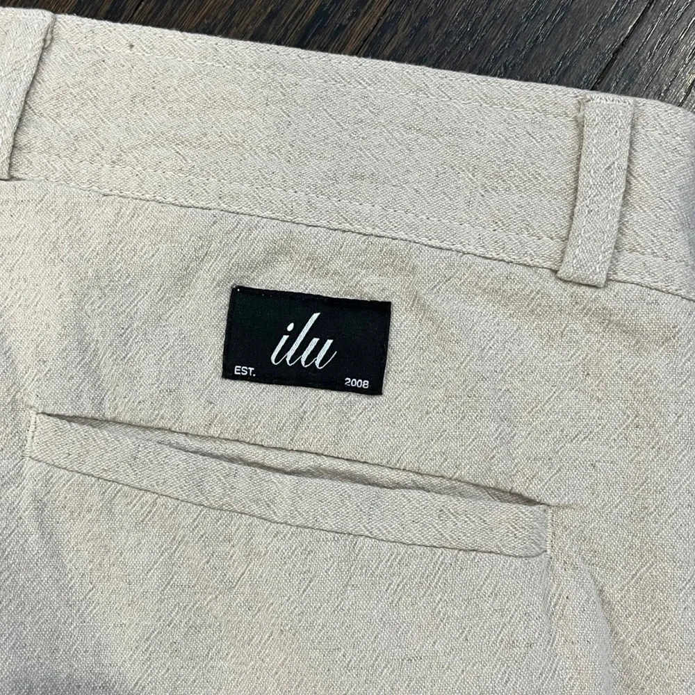 I LOVE UGLY Full Length Slim Kobe Pant Bone Beige Linen Blend‎ Mens Small